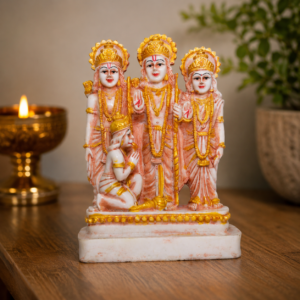 Ram Darbar Marble Finish Idol Statue for Home Decor & पूजा | Lord Ram, Sita, Lakshman & Hanuman Murti | Decorative Spiritual Showpiece for Home Temple & Gift